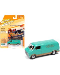 1976 Dodge Tradesman Van Custom Mint Green and Gold with Graphics "Classic Gold Collection" Series Limited Edition to 9718 pieces Worldwide 1/64 Diecast Model Car by Johnny Lightning