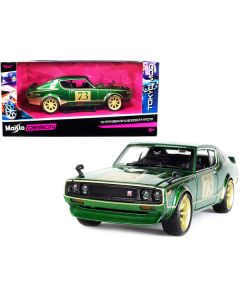 1973 Nissan Skyline 2000GT-R (KPGC110) #73 Green Metallic with Gold Stripes "Tokyo Mod" Series 1/24 Diecast Model Car by Maisto