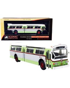 Flxible 53102 Transit Bus #N "Roosevelt Blvd. & Comly Road" SEPTA Philadelphia (Pennsylvania) Light Green and Silver with White Top "Vintage Bus & Motorcoach Collection" 1/87 (HO) Diecast Model by Iconic Replicas