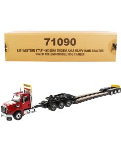 Western Star 49X SBFA Tridem Axle Heavy-Haul Tractor with XL 120 Low-Profile HDG Trailer Red and Black "Transport Series" 1/50 Diecast Model by Diecast Masters