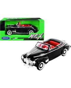 1941 Chevrolet Special Deluxe Convertible Black with Red Interior "NEX Models" 1/24 Diecast Model Car by Welly