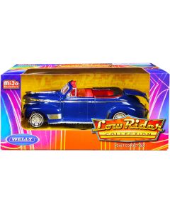 1941 Chevrolet Special Deluxe Convertible Candy Blue Metallic with Red Interior "Low Rider Collection" 1/24 Diecast Model Car by Welly