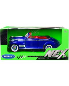 1941 Chevrolet Special Deluxe Convertible Blue Metallic with Red Interior "NEX Models" 1/24 Diecast Model Car by Welly