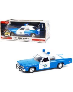 1974 Dodge Monaco Blue and White CPD "Chicago Police Department" (Illinois) "Hot Pursuit" Series 1/24 Diecast Model Car by Greenlight