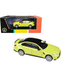 BMW M3 (G80) Sao Paulo Yellow with Black Top 1/64 Diecast Model Car by Paragon