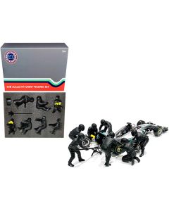 Formula One F1 Pit Crew 7 Figurine Set Team Black Release II for 1/18 Scale Models by American Diorama