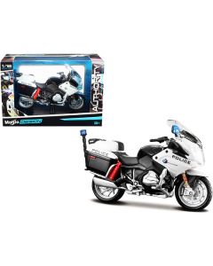 BMW R1200RT "U.S. Police" White "Authority Police Motorcycles" Series with Plastic Display Stand 1/18 Diecast Motorcycle Model by Maisto