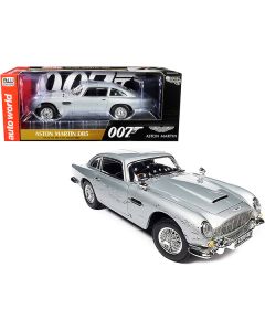 Aston Martin DB5 Coupe RHD (Right Hand Drive) Silver Birch Metallic (Damaged Version) James Bond 007 "No Time to Die" (2021) Movie "Silver Screen Machines" Series 1/18 Diecast Model Car by Auto World