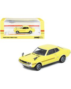 Toyota Celica 1600GT (TA22) RHD (Right Hand Drive) Yellow with Red Stripes 1/64 Diecast Model Car by Inno Models