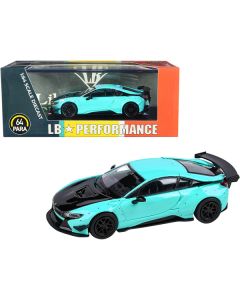 BMW i8 Liberty Walk Peppermint Green with Black Hood "LB Performance" Series 1/64 Diecast Model Car by Paragon