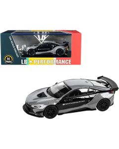 BMW i8 Liberty Walk Gray and Black "LB Performance" Series 1/64 Diecast Model Car by Paragon