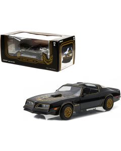 1977 Pontiac Firebird Trans Am T/A Starlite Black with Golden Eagle Hood and Stripes 1/24 Diecast Model Car by Greenlight