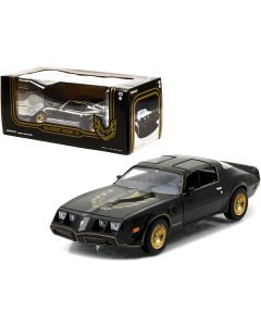 1980 Pontiac Firebird Trans Am T/A Turbo 4.9L Starlite Black with Golden Eagle Hood and Stripes 1/24 Diecast Model Car by Greenlight