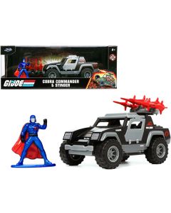 Stinger with Missile Launcher and Cobra Commander Diecast Figurine "G.I. Joe" "Hollywood Rides" Series 1/32 Diecast Model Car by Jada