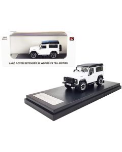 Land Rover Defender 90 Works V8 White with Black Top "70th Edition" 1/64 Diecast Model Car by LCD Models