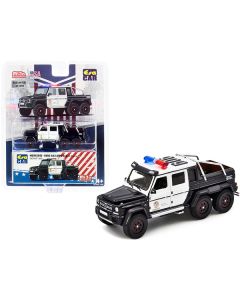 Mercedes Benz G63 AMG 6x6 Pickup Truck U.S. Police Car Black and White 1/64 Diecast Model Car by Era Car