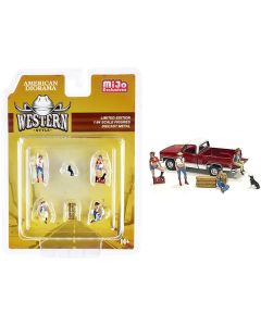 "Western Style" 6 piece Diecast Set (4 Figurines and 2 Accessories) for 1/64 Scale Models by American Diorama