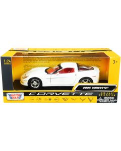 2005 Chevrolet Corvette C6 White with Red Interior "History of Corvette" Series 1/24 Diecast Model Car by Motormax