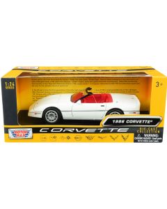 1986 Chevrolet Corvette C4 Convertible White with Red Interior "History of Corvette" Series 1/24 Diecast Model Car by Motormax