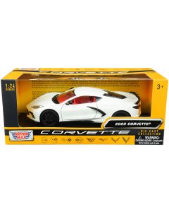 2020 Chevrolet Corvette C8 Stingray White with Red Interior "History of Corvette" Series 1/24 Diecast Model Car by Motormax