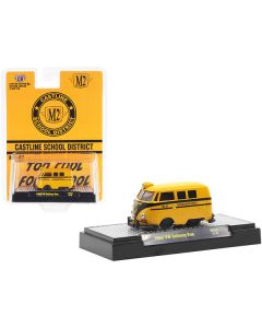 1960 Volkswagen Delivery Van School Bus Yellow with Black Stripes "Castline School District" Limited Edition to 9900 pieces Worldwide 1/64 Diecast Model Car by M2 Machines