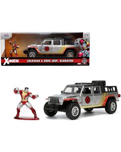 2020 Jeep Gladiator Pickup Truck Silver and Colossus Diecast Figurine "X-Men" Marvel "Hollywood Rides" Series 1/32 Diecast Model Car by Jada