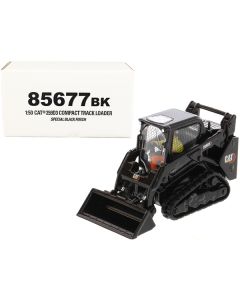 CAT Caterpillar 259D3 Compact Track Loader with Work Tools and Operator Special Black Paint "High Line Series" 1/50 Diecast Model by Diecast Masters