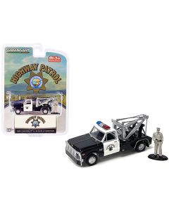 1969 Chevrolet C-30 Dually Wrecker Tow Truck Black and White CHP "California Highway Patrol" with Officer Figurine 1/64 Diecast Model Car by Greenlight