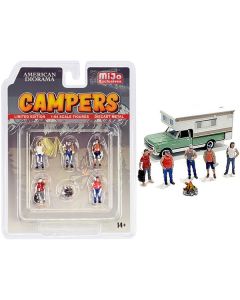 "Campers" 6 piece Diecast Set (5 Figurines and 1 Accessory) for 1/64 Scale Models by American Diorama