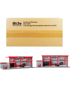 "Garage Diorama Advan" Diorama with Decals for 1/64 Scale Models by American Diorama