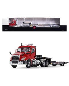 2018 Freightliner Cascadia Day Cab with Fontaine Traverse HT Hydraulic Tail Trailer Red and Black 1/34 Diecast Model by First Gear