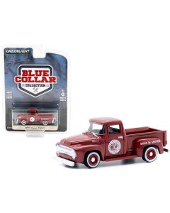 1954 Ford F-100 Pickup Truck Burgundy "Indian Motorcycle Sales & Service" "Blue Collar Collection" Series 10 1/64 Diecast Model Car by Greenlight