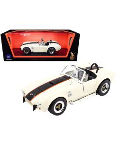 1964 Shelby Cobra 427 S/C Roadster Cream with Black and Orange Stripes 1/18 Diecast Model Car by Road Signature