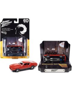 1971 Ford Mustang Mach 1 Red with Collectible Tin Display "007" (James Bond) "Diamonds Are Forever" (1971) Movie "60 Years Of Bond" 1/64 Diecast Model Car by Johnny Lightning