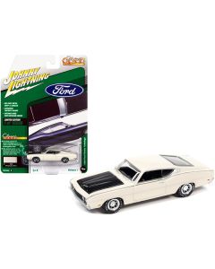 1969 Ford Torino Talladega Wimbledon White with Matt Black Hood "Classic Gold Collection" Series Limited Edition to 10548 pieces Worldwide 1/64 Diecast Model Car by Johnny Lightning