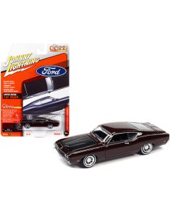 1969 Ford Torino Talladega Royal Maroon with Matt Black Hood "Classic Gold Collection" Series Limited Edition to 10524 pieces Worldwide 1/64 Diecast Model Car by Johnny Lightning