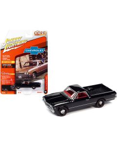 1967 Chevrolet El Camino Tuxedo Black with Red Interior "Classic Gold Collection" Series Limited Edition to 11652 pieces Worldwide 1/64 Diecast Model Car by Johnny Lightning