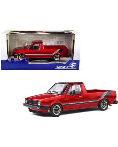 1982 Volkswagen MK1 Pickup Truck Custom Red Metallic with Stripes 1/18 Diecast Model Car by Solido