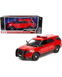 2015 Ford Police Interceptor Utility "Fire Marshal" Plain Red 1/18 Diecast Model Car by Motormax