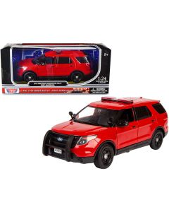 2015 Ford Police Interceptor Utility "Fire Marshal" Plain Red 1/24 Diecast Model Car by Motormax