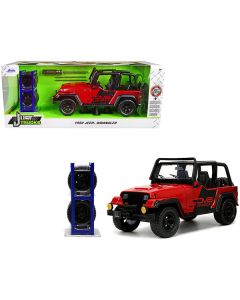 1992 Jeep Wrangler DV8 Off-Road Red with Matt Black Stripes with Extra Wheels "Just Trucks" Series 1/24 Diecast Model Car by Jada