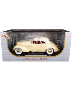 1936 Cord 810 Coupe Yellow with Cream Top and Red Interior 1/18 Diecast Model Car by Signature Models