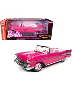 1957 Chevrolet Bel Air Convertible Pink "Barbie" "Silver Screen Machines" 1/18 Diecast Model Car by Auto World