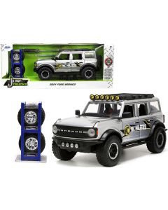 2021 Ford Bronco Gray Metallic "KC HiLiTES" with Extra Wheels "Just Trucks" Series 1/24 Diecast Model Car by Jada