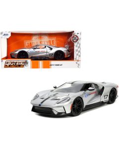 2017 Ford GT #17 Silver Metallic with Black Stripes "Ford Performance" "Bigtime Muscle" Series 1/24 Diecast Model Car by Jada