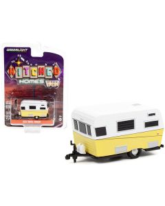 1959 Siesta Travel Trailer White and Yellow "Hitched Homes" Series 11 1/64 Diecast Model by Greenlight