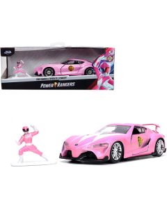 Toyota FT-1 Concept Pink Metallic and Pink Ranger Diecast Figurine "Power Rangers" "Hollywood Rides" Series 1/32 Diecast Model Car by Jada