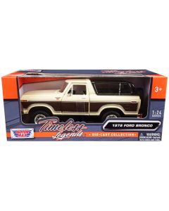 1978 Ford Bronco Ranger XLT with Spare Tire Cream and Brown with Black Camper Shell "Timeless Legends" Series 1/24 Diecast Model Car by Motormax