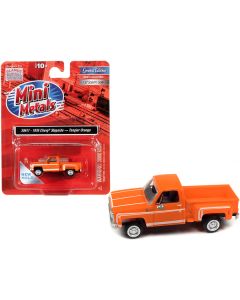 1976 Chevrolet Stepside Pickup Truck Tangier Orange with White Stripes 1/87 (HO) Scale Model Car by Classic Metal Works