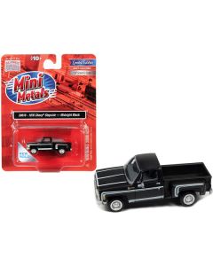 1976 Chevrolet Stepside Pickup Truck Midnight Black with White Stripes 1/87 (HO) Scale Model Car by Classic Metal Works